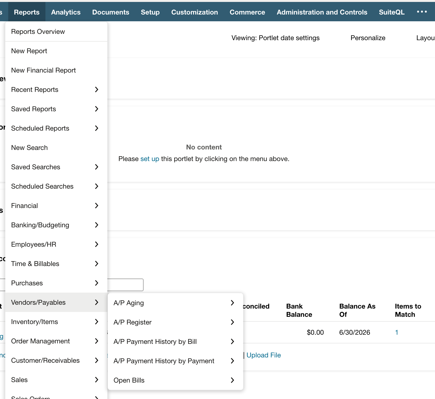 NetSuite: Open A/P Aging from the payables reports menu.