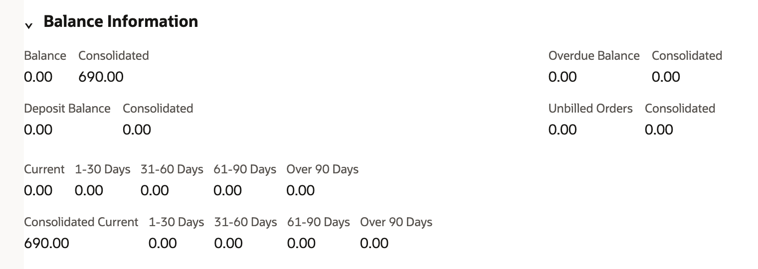 Balance Information on Alder Valley Foods after the payment shows Balance 0.00 and, marked by a red arrow, Consolidated 690.00. Consolidated Current is 690.00.