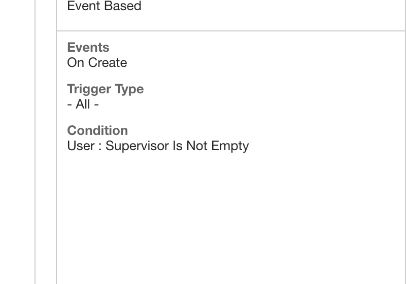 Workflow Summary showing the configured supervisor condition.