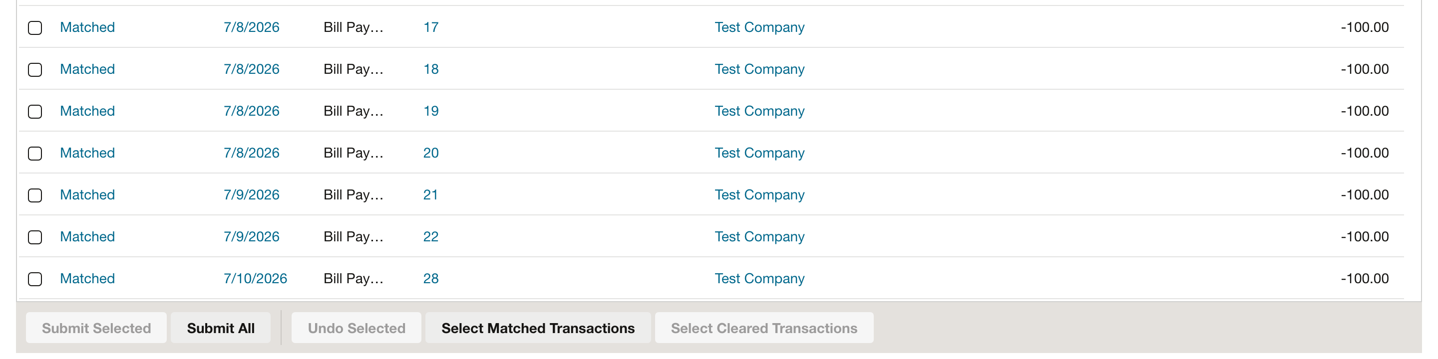 The Review tab contains the matched bill payment.