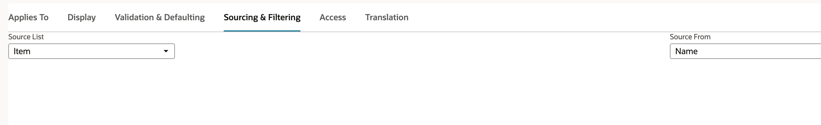 Transaction line field sourced from Source List Item and Source From Name.