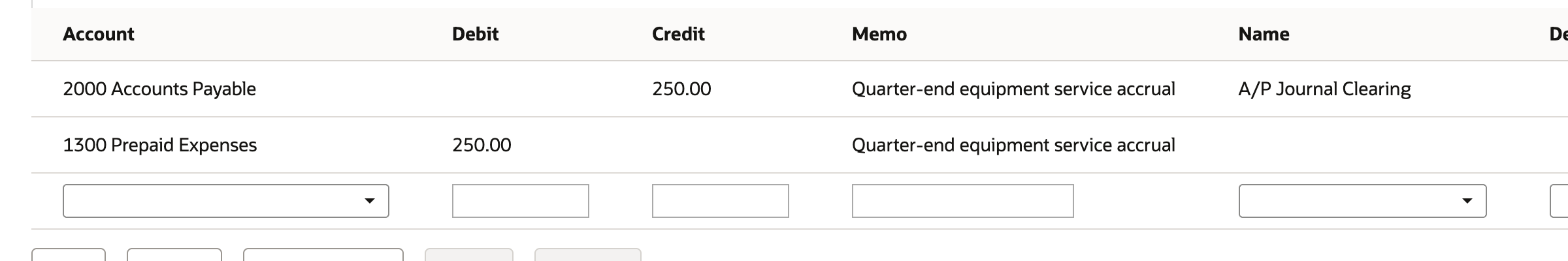 The original JE2401 A/P credit line shows A/P Journal Clearing before Save.