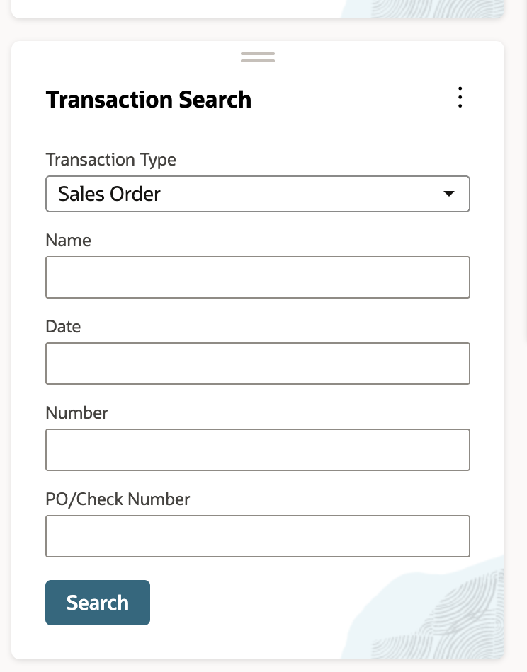NetSuite Transaction Search portlet with Sales Order selected after returning to the Home dashboard