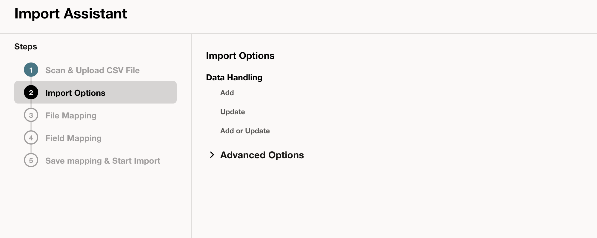 Review whether the import will add, update, or add or update records.