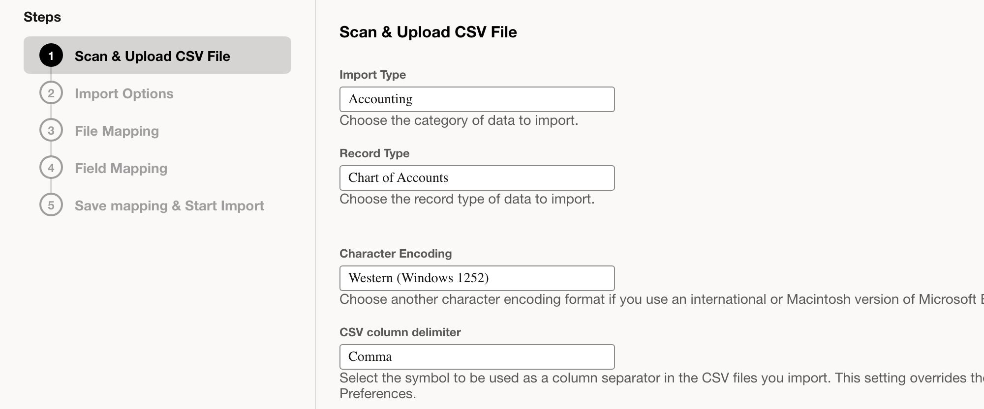 Choose the record type before uploading the CSV.