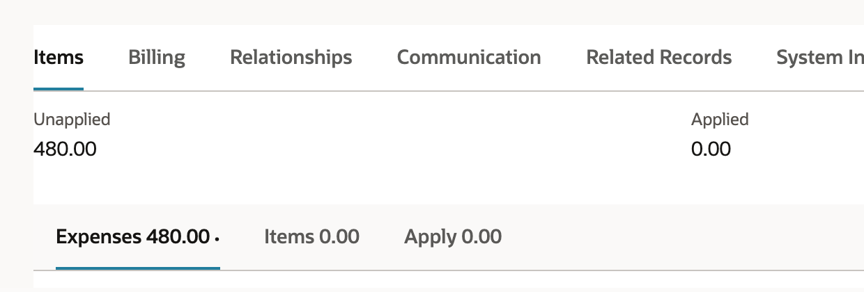 The credit starts with 480.00 Unapplied and 0.00 Applied.
