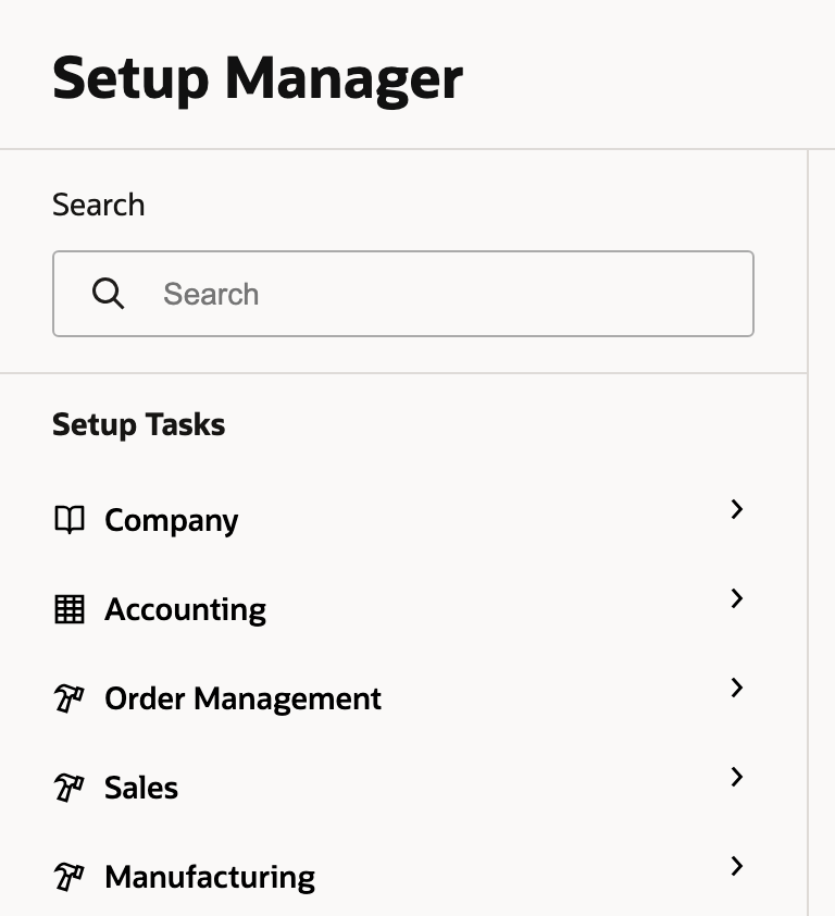 Setup Manager displays its setup categories and the Setup Tasks page.