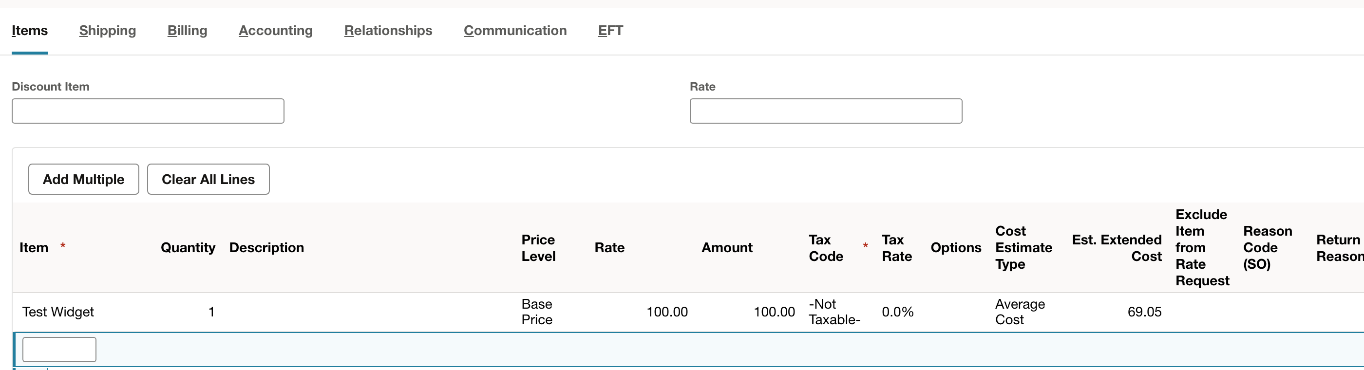NetSuite: Review the quoted item and amount before saving.