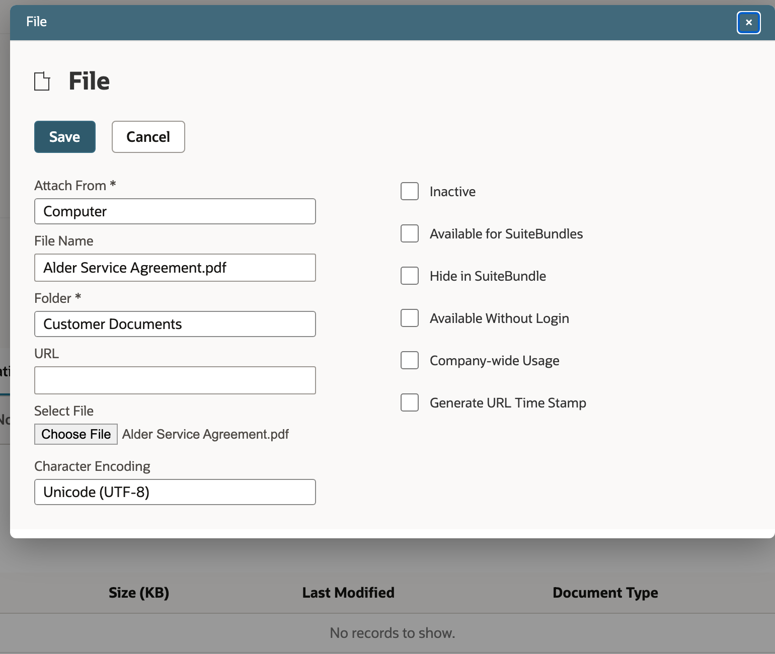 The selected PDF and destination folder agree with the intended attachment.
