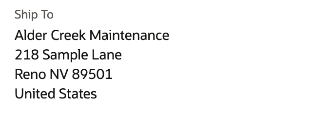 Drop-ship purchase order showing the customer delivery address