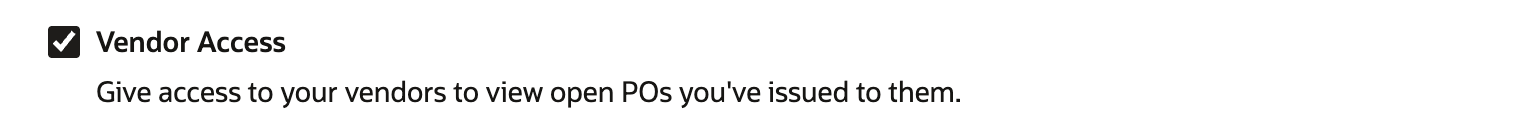 Vendor Access checked in the Access section of Enable Features