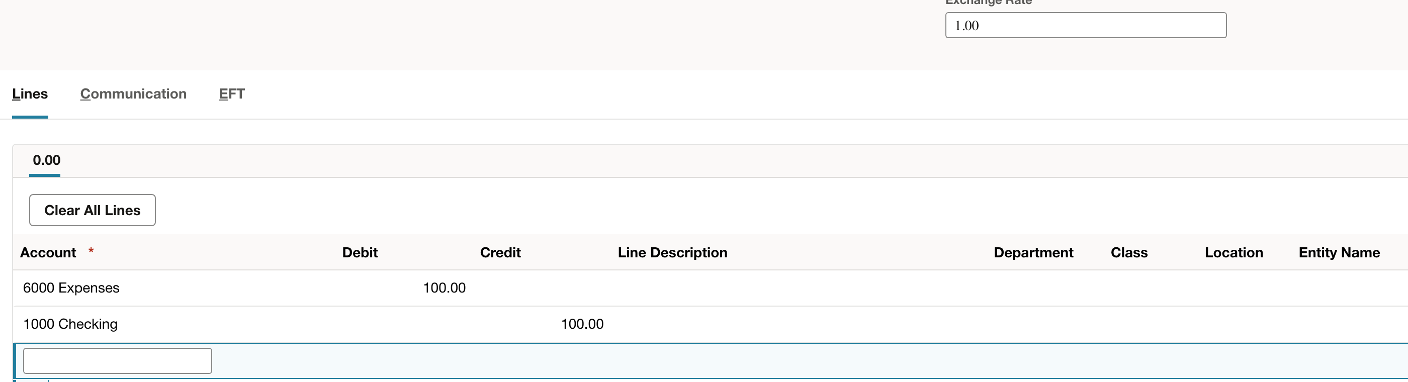 NetSuite: The debit and credit lines should match the accounting support.