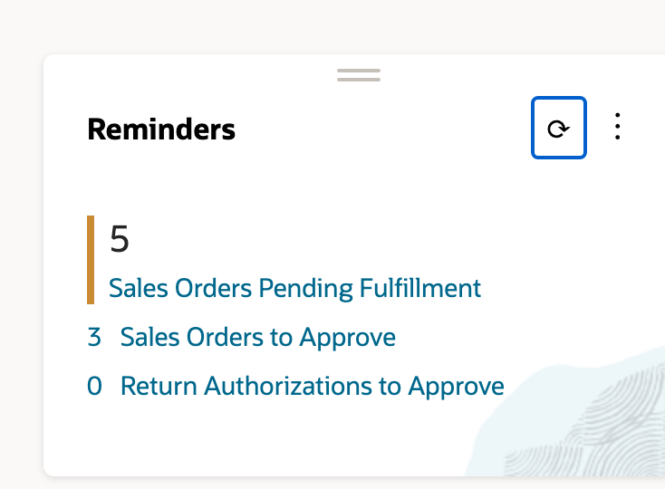 The saved portlet distinguishes a five-order queue from a visible zero-count reminder.