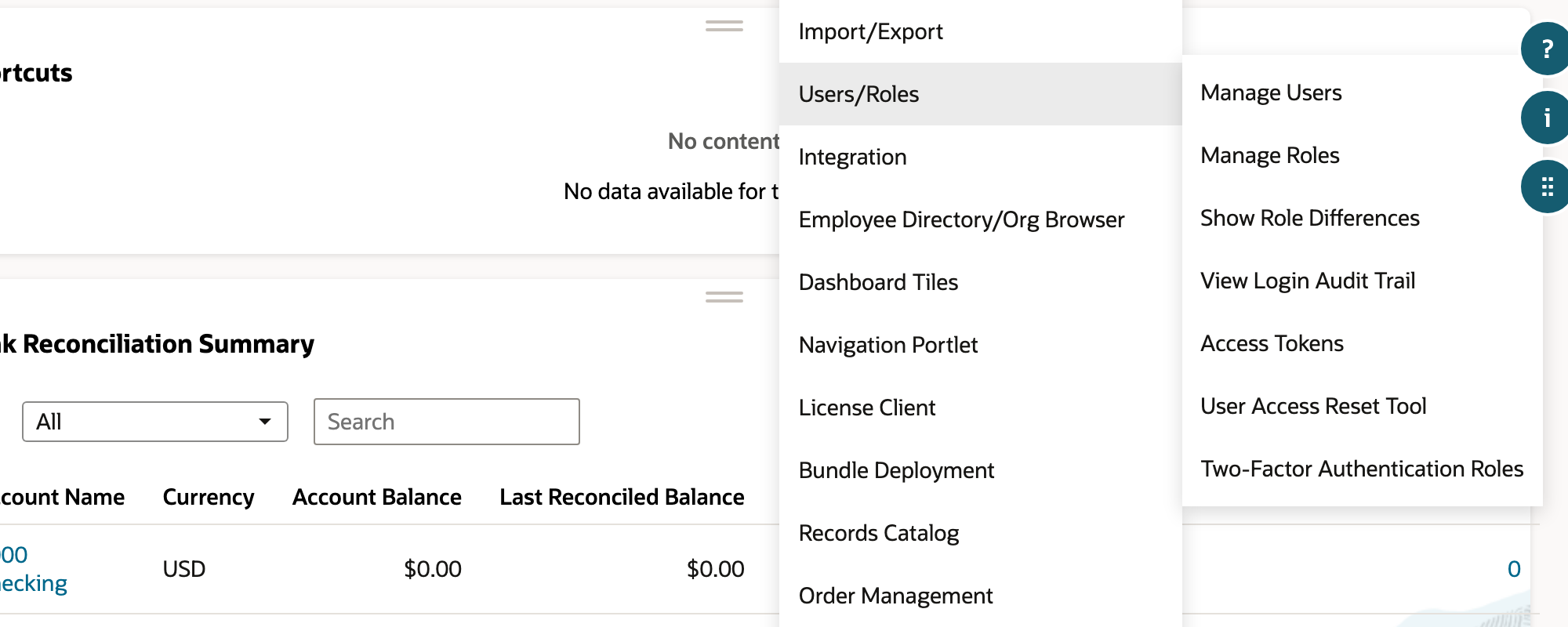 With the Setup menu expanded, select Show Role Differences under Users/Roles.