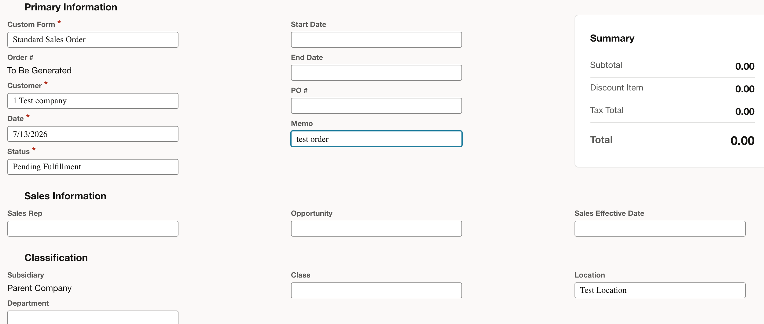 NetSuite: Confirm the customer before entering the order lines.
