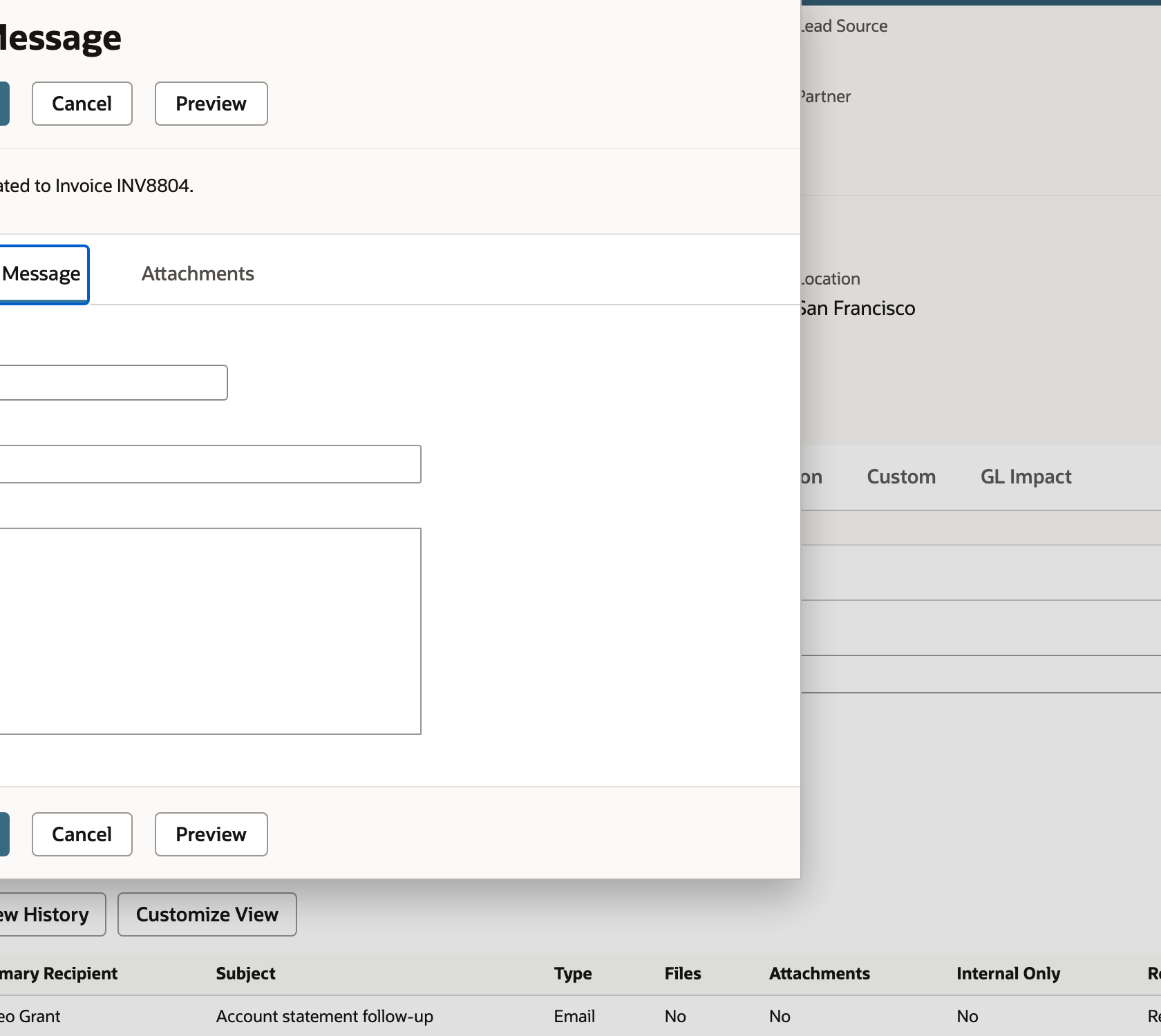 Open the email composer associated with the invoice.