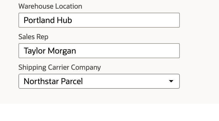 The unsaved form shows Portland Hub, Taylor Morgan and Northstar Parcel in the three custom fields.