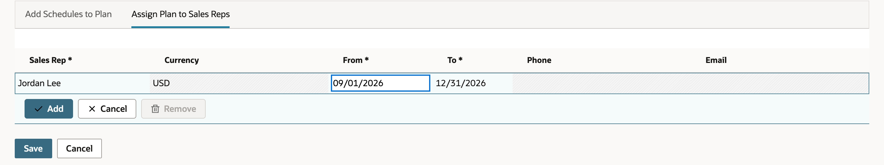 The same line with From changed to 09/01/2026 and To 12/31/2026.