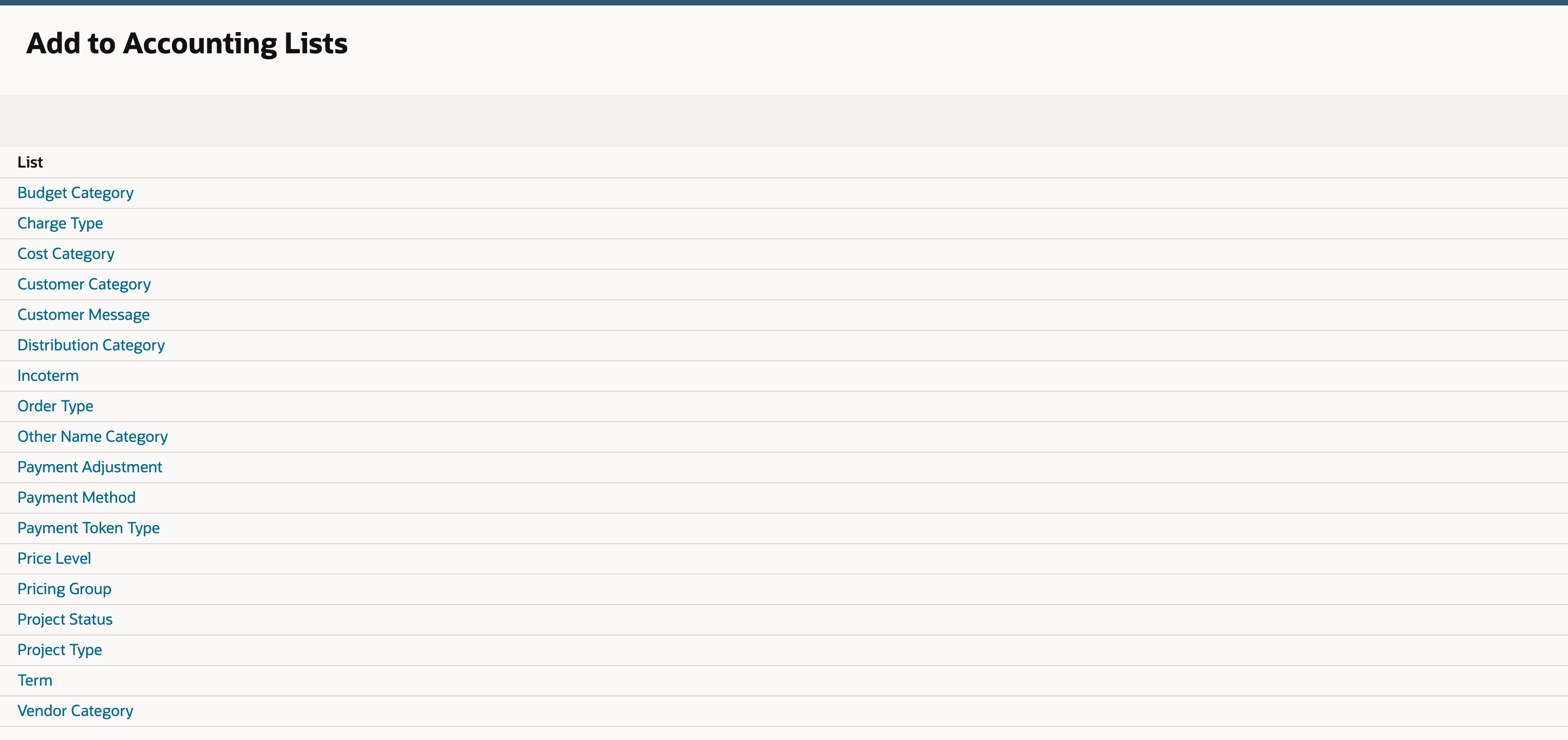Add to Accounting Lists with a red arrow pointing at Term near the bottom of the list.