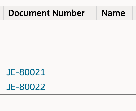 Income Statement Detail includes JE-80021 at 325.00 and JE-80022 at 45.00 with a blank standard Name column.