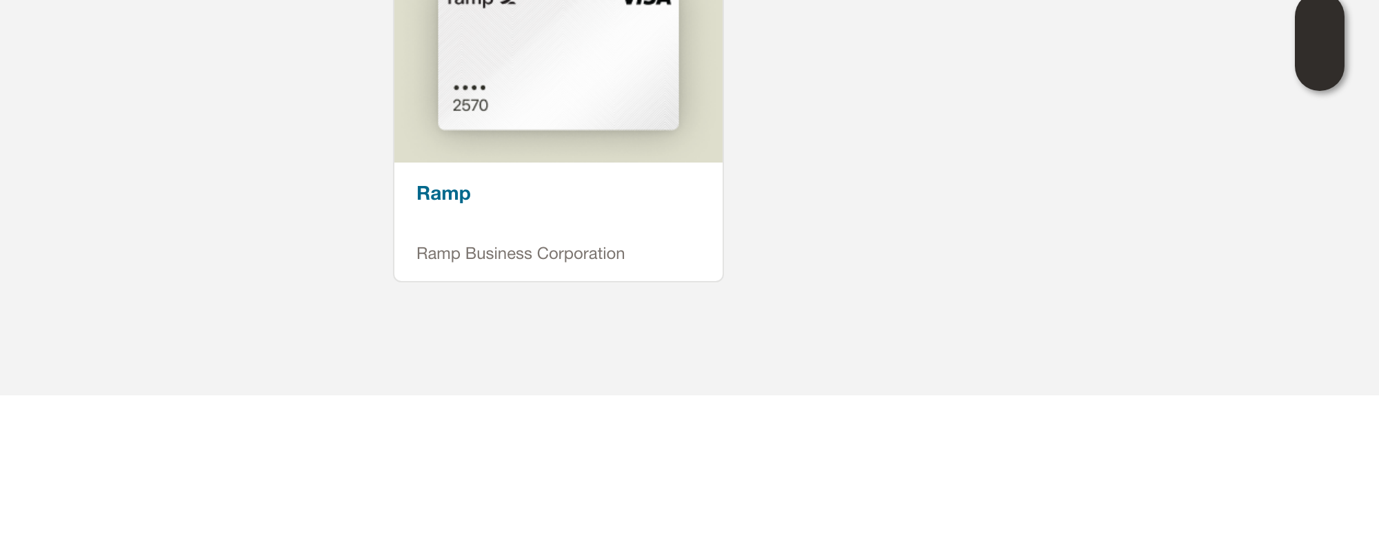 The search returns the Ramp listing from Ramp Business Corporation.