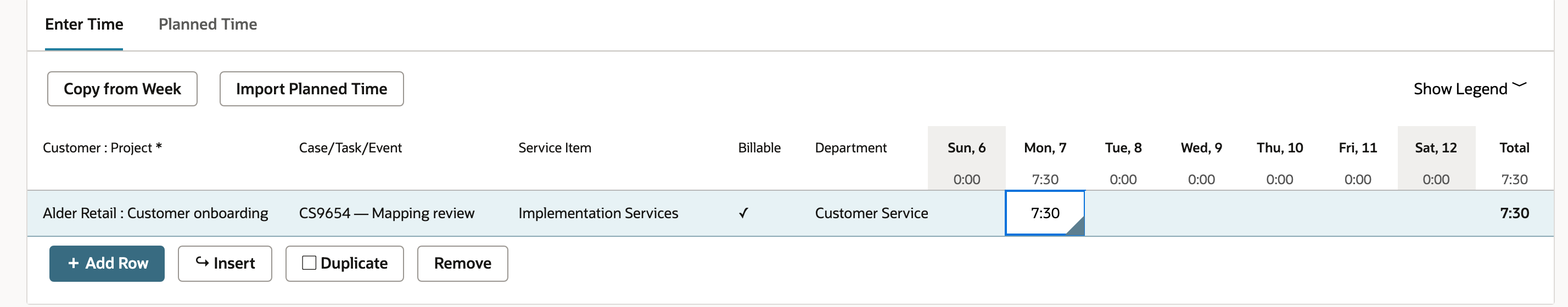 Duplicate reuses the existing line’s work context.
