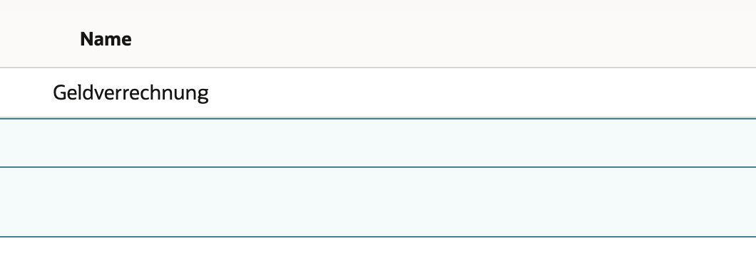 The account’s Localization row contains German and Geldverrechnung.