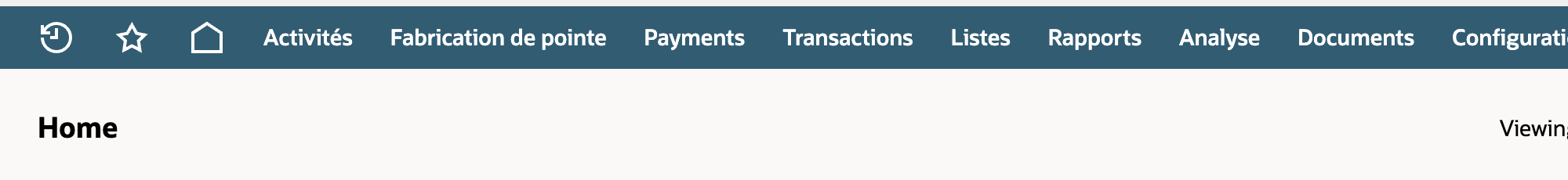 The employee navigation displays Listes and Rapports after personal Language is set to French.