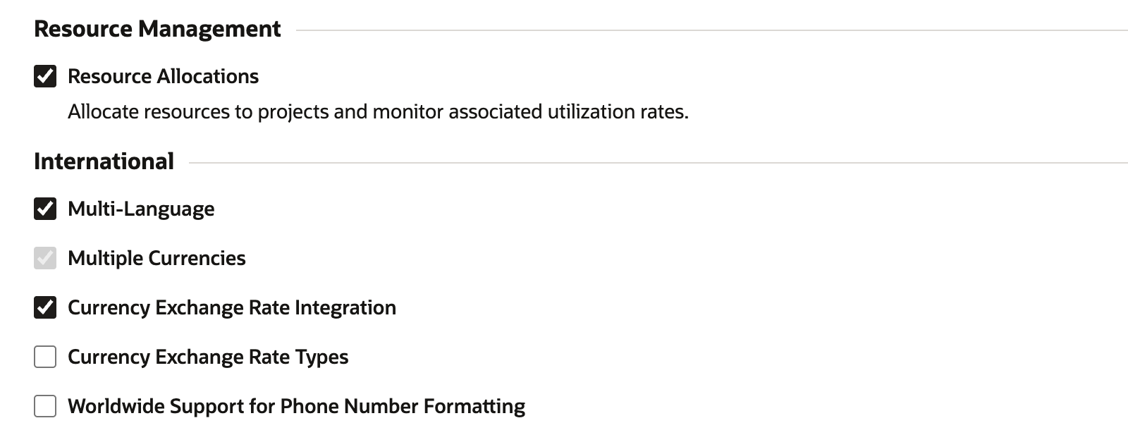 Multi-Language is checked under International on Enable Features.